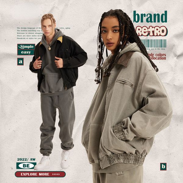 

men's jackets autumn and winter heavy american style washed old lapel retro motorcycle fashion brand men women 230223, Black;brown