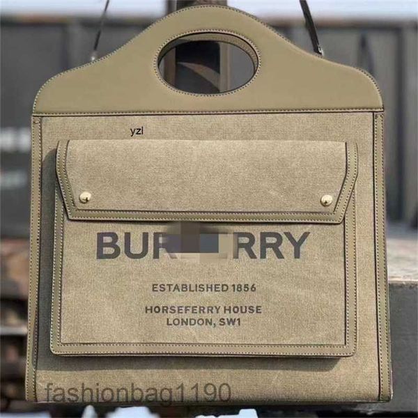 

bag new luxury new burbrerys bags 2023 new postman bag fashion shopping canvas large capacity printed women's tote handheld crossbody y