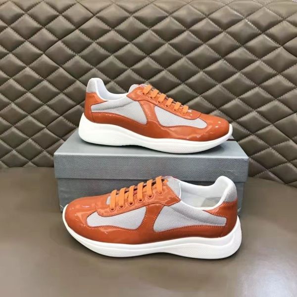 

2023 men shoes americas cup sneakers patent leather & nylon mesh brand mens skateboard walking runner casual outdoor sports, Black