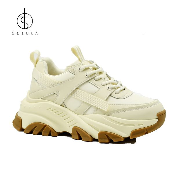 

dress shoes cetula degisn chunky four season sneaker daddy platform lace up casual 230223, Black