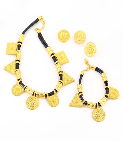 

triangel jewelry new design ethiopian jewelry set gold color 24k eritrea habesha ethiopian jewellery wedding gift3505031, Black