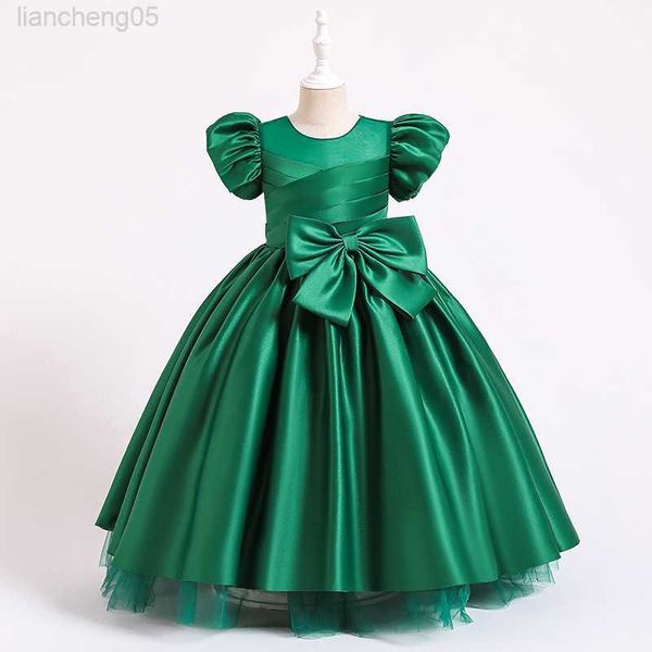 

girl's dresses 2022 bowknot kids dresses for party wedding dress children pageant prom gown gorgeous girls princess long dress girl clo, Red;yellow
