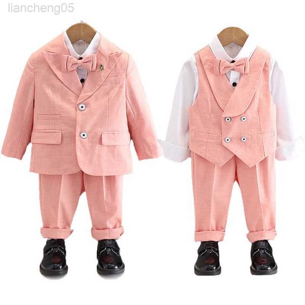 

clothing sets setelan gaun anak laki-laki musim gugur musim dingin bunga kom pertunjukan pesta ulang tahun pernikahan anak celana rompi blaz, White