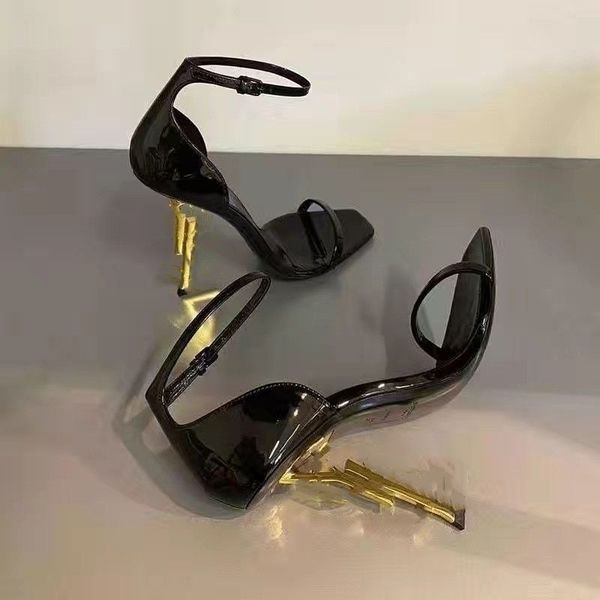 

2023designer women's high heeled sandals summer sandals leather designer fashion formal wear elegant temperament office shoes, Black