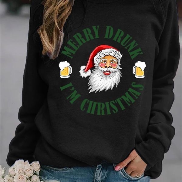 

women's hoodies sweatshirts fashion couple christmas sweatshirt cute santa claus pullover winter cotton crewneck shirt workout trend 2, Black