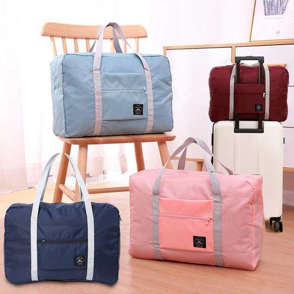 

Duffel 2022 New Nylon Foldable Bags Unisex Large Capacity Lage Bag Women Portable Waterproof Handbags Men Travel Accessories 230223, Deep blue