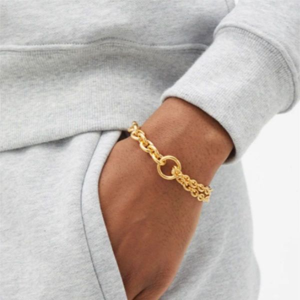 

chain bracelets for women gold plated bangle personalised circle single side double layer bracelet link chain love designer women diamond th, Black