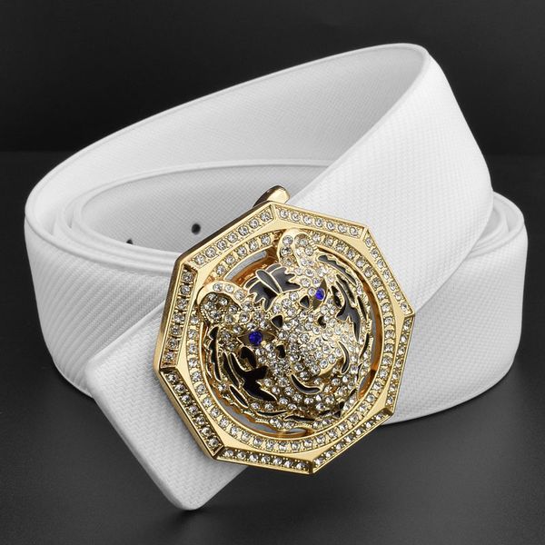 

waist chain belts tiger golden buckle luxury brand ceinture homme casual belt men genuine leather strap wide band 230223