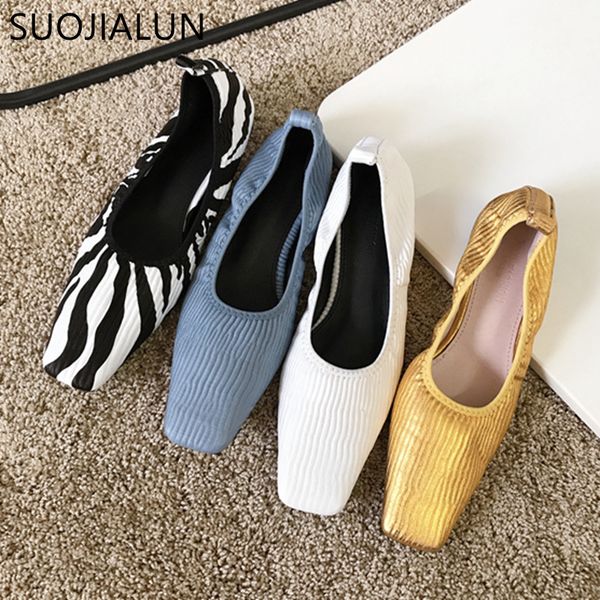 

dress shoes suojialun fashion square toe flats women slip on loafers soft sole ballet flat soes shallow casual mujer 230224, Black