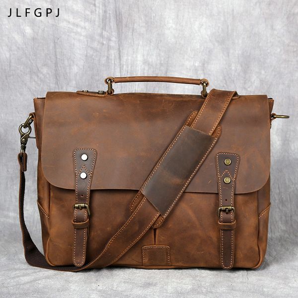 

briefcases retro crazy horse leather handbag men s multifunctional first layer casual shoulder messenger briefcase 230223