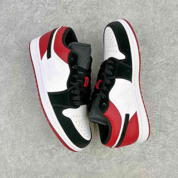 

2023 latest 1s black toe basketball shoes 1 low white black-gym red girls boys outdoor designer sneakers