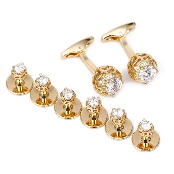 

cufflinks for men 8 pcs luxury zircon shirt gold cuff links wedding jewelry for christmas gifts, Silver