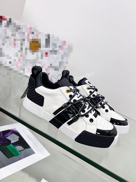

2023 designer boots sneakers calfskin casual shoes leather trainers all-match stylist sneaker patchwork leisure shoe platform lace-up print, Black