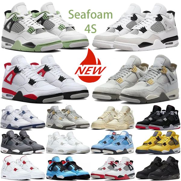 

4s sneaker seafoam basketball shoes casual sneakers fire red white oreo black cat pink royal university blue canyon purple thunder sail infr