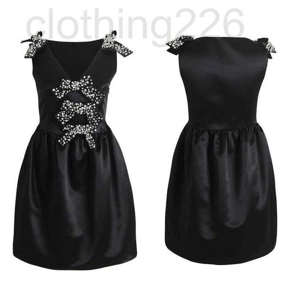 

designer casual dresses 2021 summer suspender dress diamond bow sleeveless elegant white fairy female yu3e, Black;gray