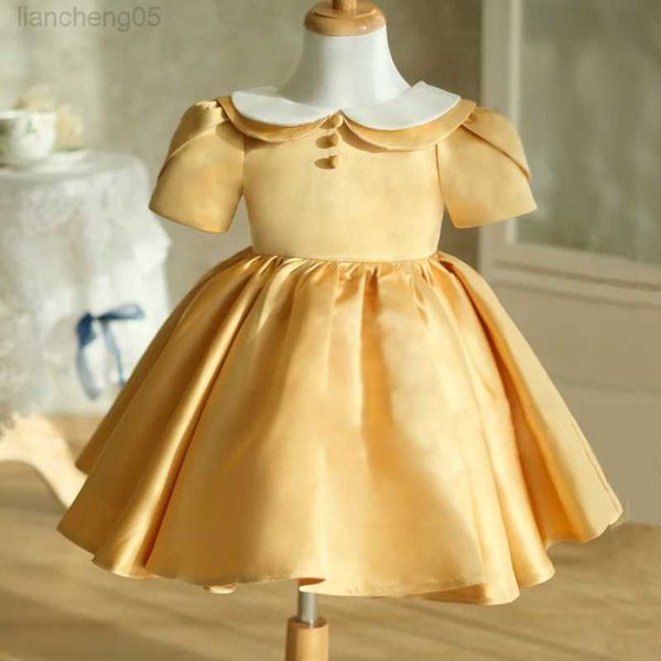 

girl's dresses infant baby girl birthday party dress peter-pan collar newborn princess clothes toddler girls wedding gown summer outfit, Red;yellow