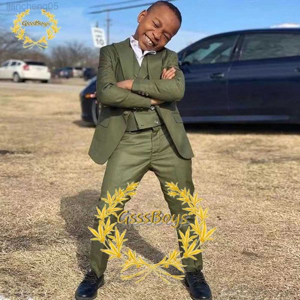 

clothing sets suit for boys wedding formal 3 piece child jacket pants vest solid color summer party kids jacket set w0224, White