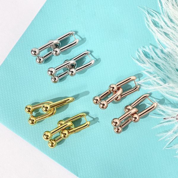 

new t gold women stud u shaped earring women rose stud couple stainless steel jewelry gifts girl accessories fashion party cute small stud e, Golden;silver