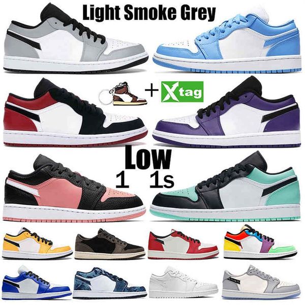 

jumpman 1 1s low low light smoke grey men women basketball shoes unc shadow reverse bred black toe chicago washed denim trainer sn207d