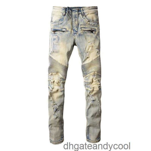

water mud 2023 brand amirs mx2 denim tide jeans yellow designer dirty pants wash man fog used motorcycle splice embroidery slim high street, Blue