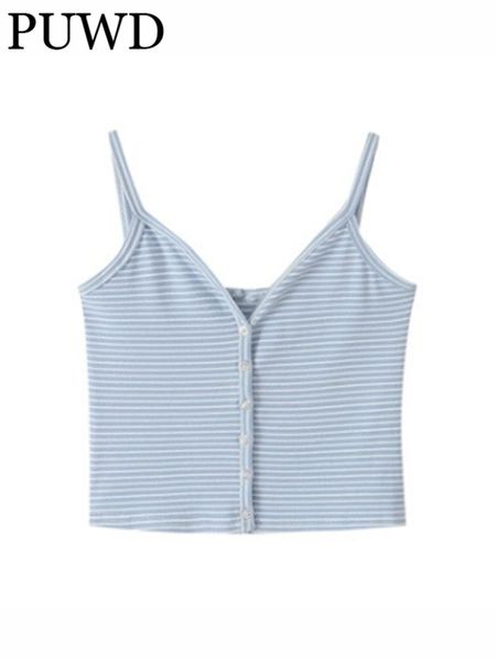 

women s tanks camis puwd women wathet stripe cardigan suspender summer fashion ladies sweet and spicy girls knitted slim retro 230223, White