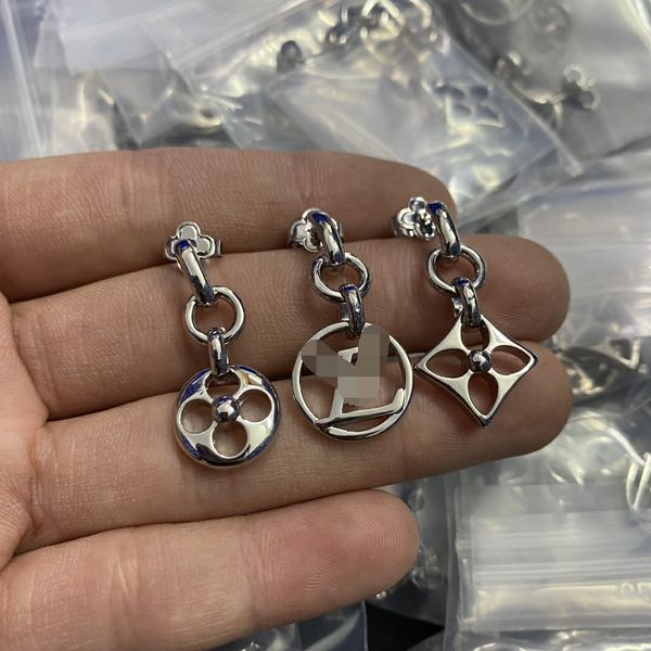 

europe america fashion pearl hoop earrings style lady women simplicity dangles earrings titanium steel hollow out full v initials stud three, Golden