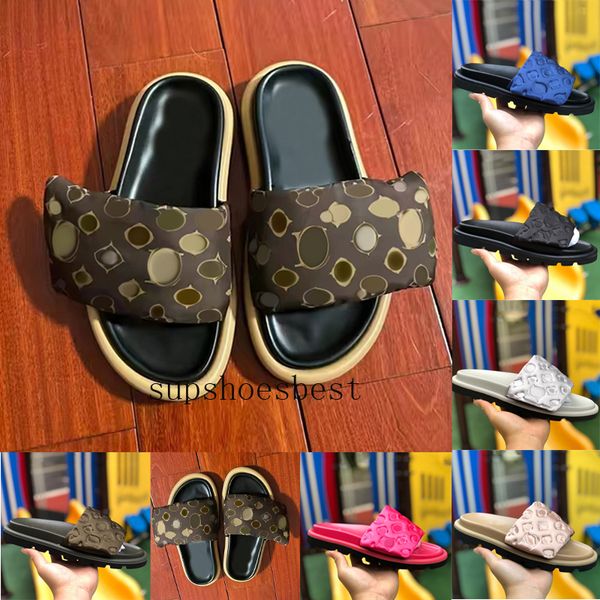 

shoes basketball luxury designer men women pillow slippers sandals embossed printing down feather hook & loop mule summer flat heel scuff sl