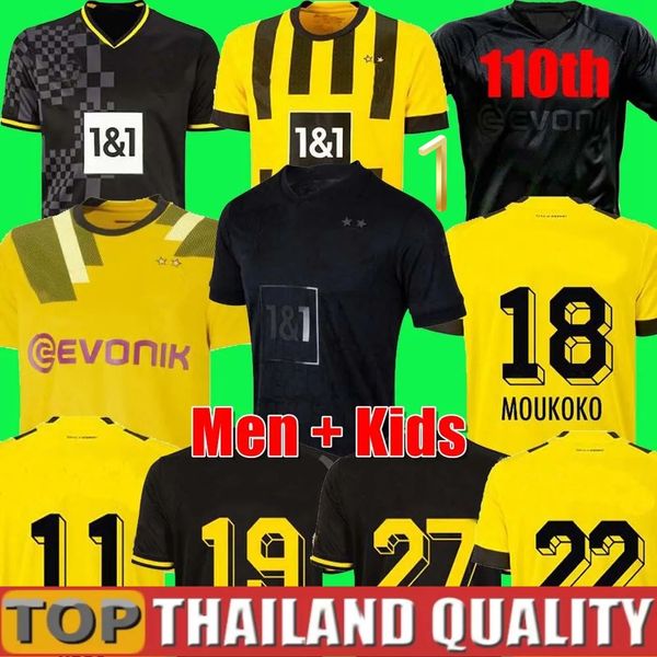 

reus soccer jerseys 22 23 season haller 2022 2023 soccer football shirt neongelb bellingham hummels brandt dortmund kids hazard yeyna men ki, Black;yellow