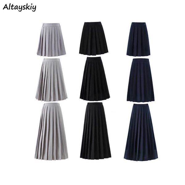 

skirts s-5xl jk skirts women basic schoogilrs clothing summer spring fashion all-match midi goth faldas pleated chic y2k slim l230224, Black