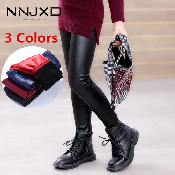 

leggings tights spring autumn kids girl leggings baby girls boys skinny pencil pants faux pu leather children leggings black wine color 2302, Blue