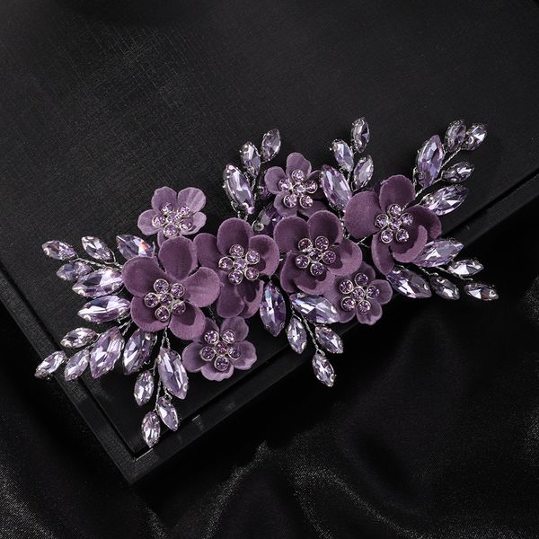

wedding hair jewelry trendy flower bridal clip purple accessories party ornament for women headdress handmade tiara 230224, Slivery;golden