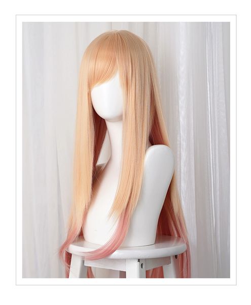 

changing doll falling in love female kitagawa haimu cos wig dyeing yellow gradient pink, Black