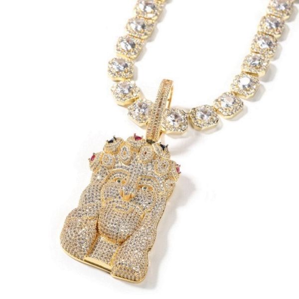 

fjxpmens hip hop gold necklace iced out jesus pendant sweater chain j, Silver