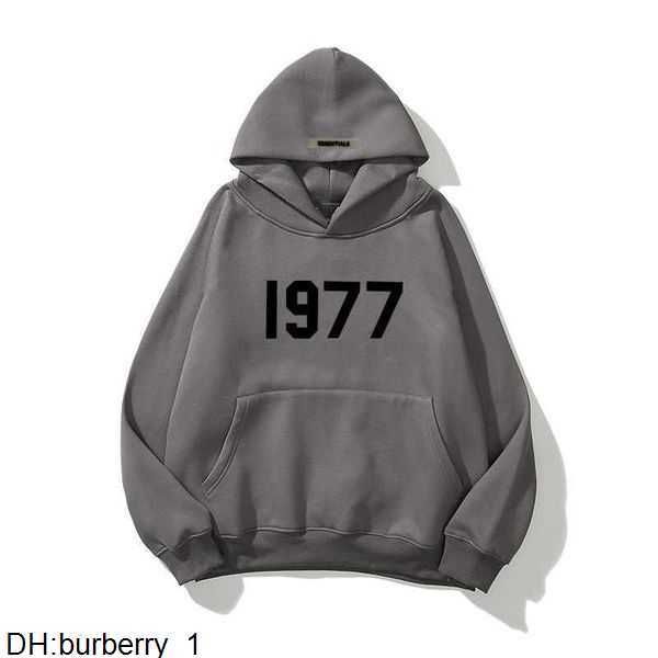 

men's hoodies sweatshirts new essentials hoodie men's women's sweatshirt 1977 printed pullover hoodies hight street sweatshir, Black