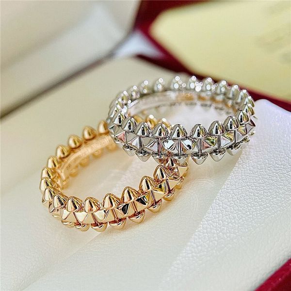 

with side stones europe and the united states rivet ring men and women 925 silver goldplated fashion brand jewelry couple gift 230224