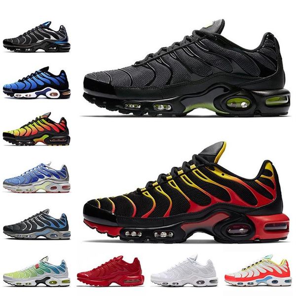 

mens tn plus running shoes oreo triple white black hyper psychic blue purple womens men breathable sports sneakers trainers size 3265a
