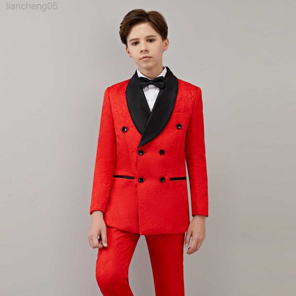 

clothing sets children formal double breasted suit set boy new wedding party peformance come kids blazer pants 2pcs clothing set six button, White