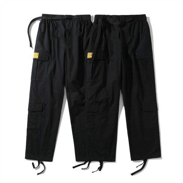 

men's pants cargo mens streetwear hip hop printed casual trousers straight loose overall couple oversized cargos military retro multi-p, Black
