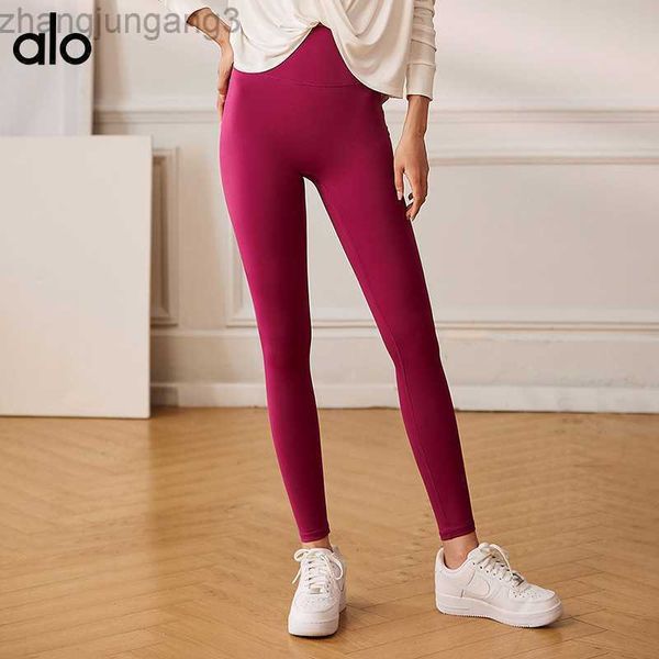 

alos yoga pants autumn nudity skin-friendly hip lifting exercise pilates training pants high waist tight belly running fitness pants women l, Black