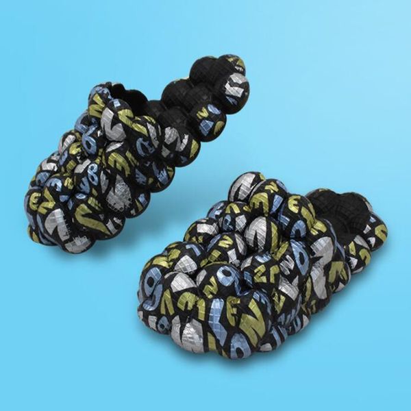 

personalized graffiti tie dye color massage bubble slippers diy women men holes clog shoes slides eva golf lychee ball sandal slip on pool s, Black