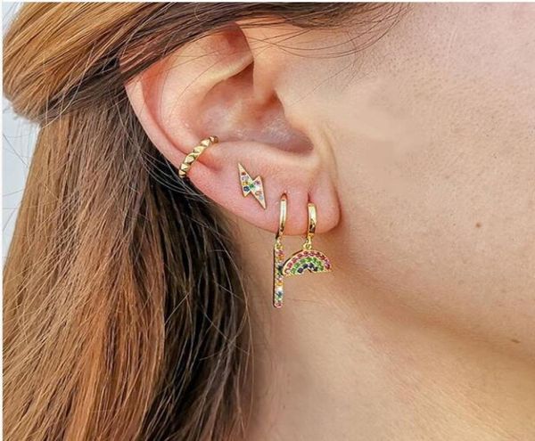 

2019 summer new arrived fashion jewelry cute lovely colorful rainbow charm gold plated dangle charm earring2086691, Golden;silver