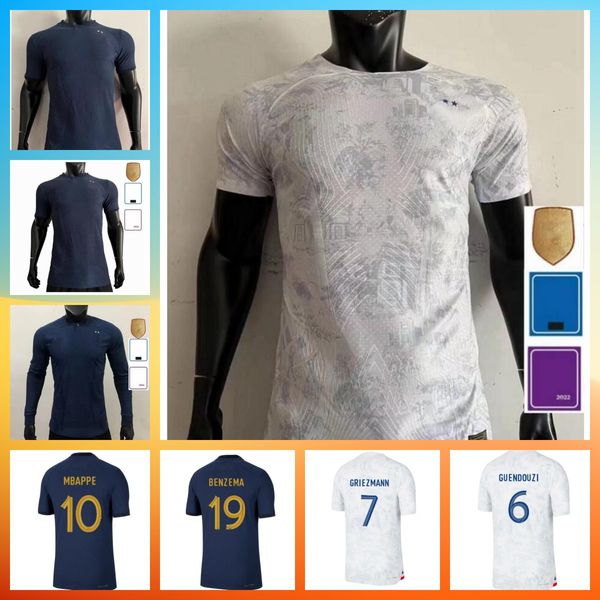 

players version mbappe french company level quality soccer jerseys 2022 2023 franch theo benzema camavinga giroud tchouameni long sleeve foo, Black;yellow