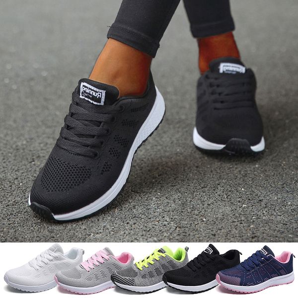 

dress shoe s sneakers casual flats air mesh breathable trainers ladies female women basket tenis feminino 230224, Black