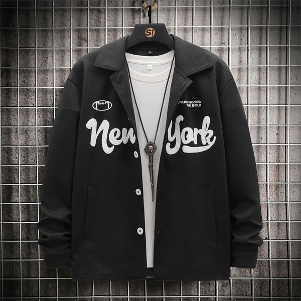 

men's jackets men 1pc letter graphic single breasted coat 230224, Black;brown