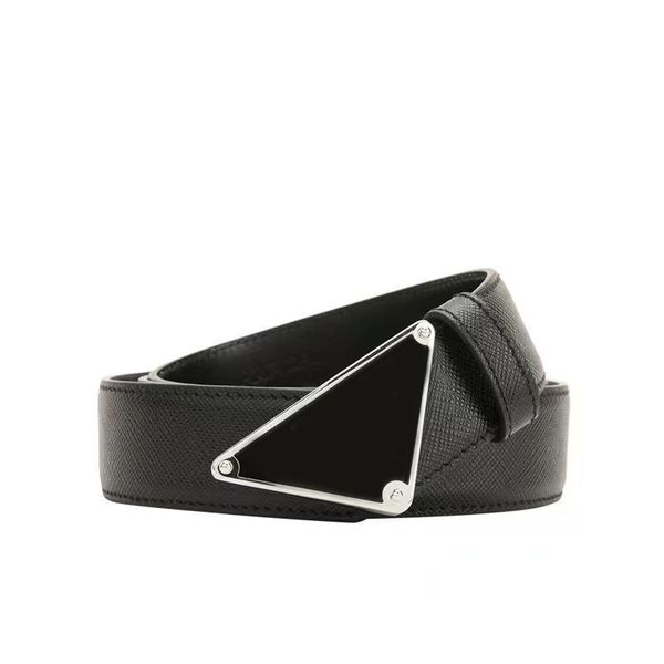 

black leather belts womens mens designer belts creative plated silver casual cinturon female small enamel triangle buckle red black long lux, Black;brown