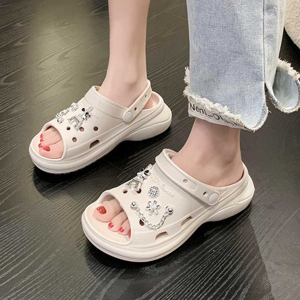

sandals 5cm wedges platform slippers summer women with crystal charms indoor home slides female outdoor shoe beach y2302, Black