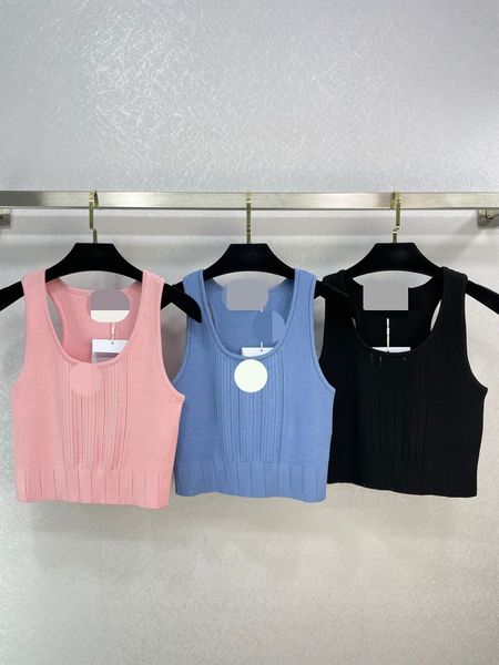 

224 2023 runway spring summer women sweater black blue pink brand same style sweater sleeveless crew neck fashion clothes weilan, White;black