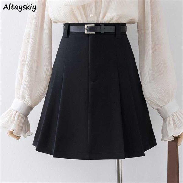 

skirts spring pleated skirts women slim chic mini korean fashion college ladies clothing all-match high waisted party faldas vintage l230224, Black