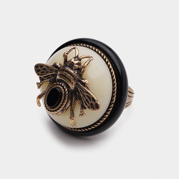 

band rings jbjd vintage bee design party white natural agate ring 230224, Silver