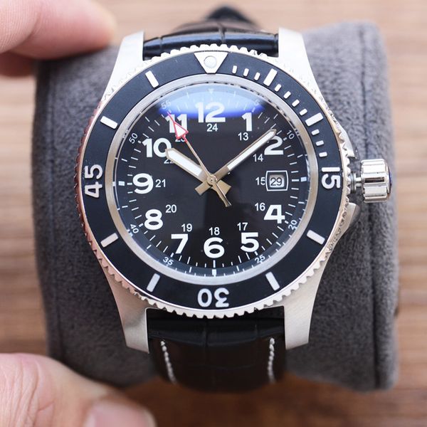 

watches mens watch mechanical movement watches 44mm fashion business leather designer watches montre, Slivery;brown